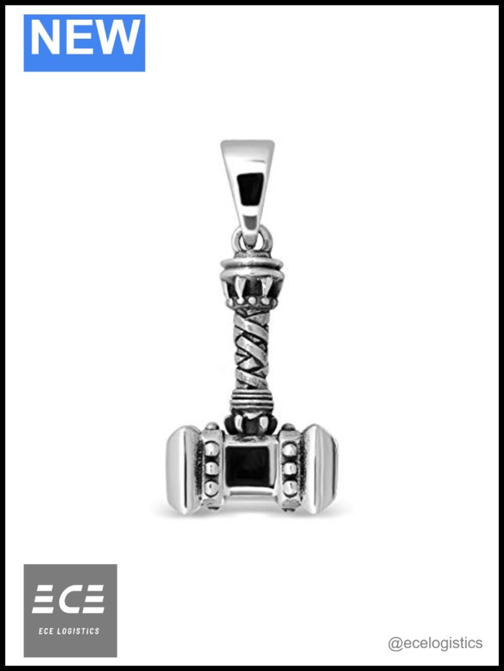 925 Sterling Silver Viking Mjolnir Hammer of Thor Pendant Necklace